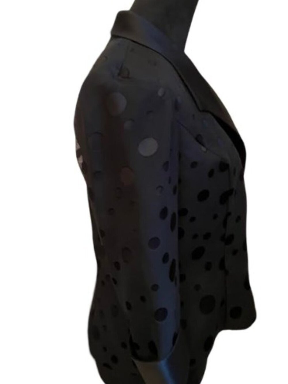 Alex Evenings Vintage 1990s Black Polka Dot Blazer with Sheer Sleeves Medium EUC - Picture 4 of 11
